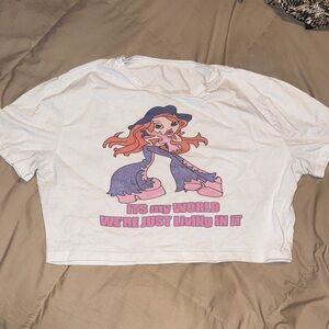 White Graphic Crop Top